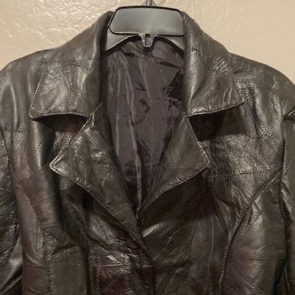 Patchwork black, leather jacket| L - Picture 2 of 8